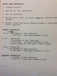 Altar Guild Instructions